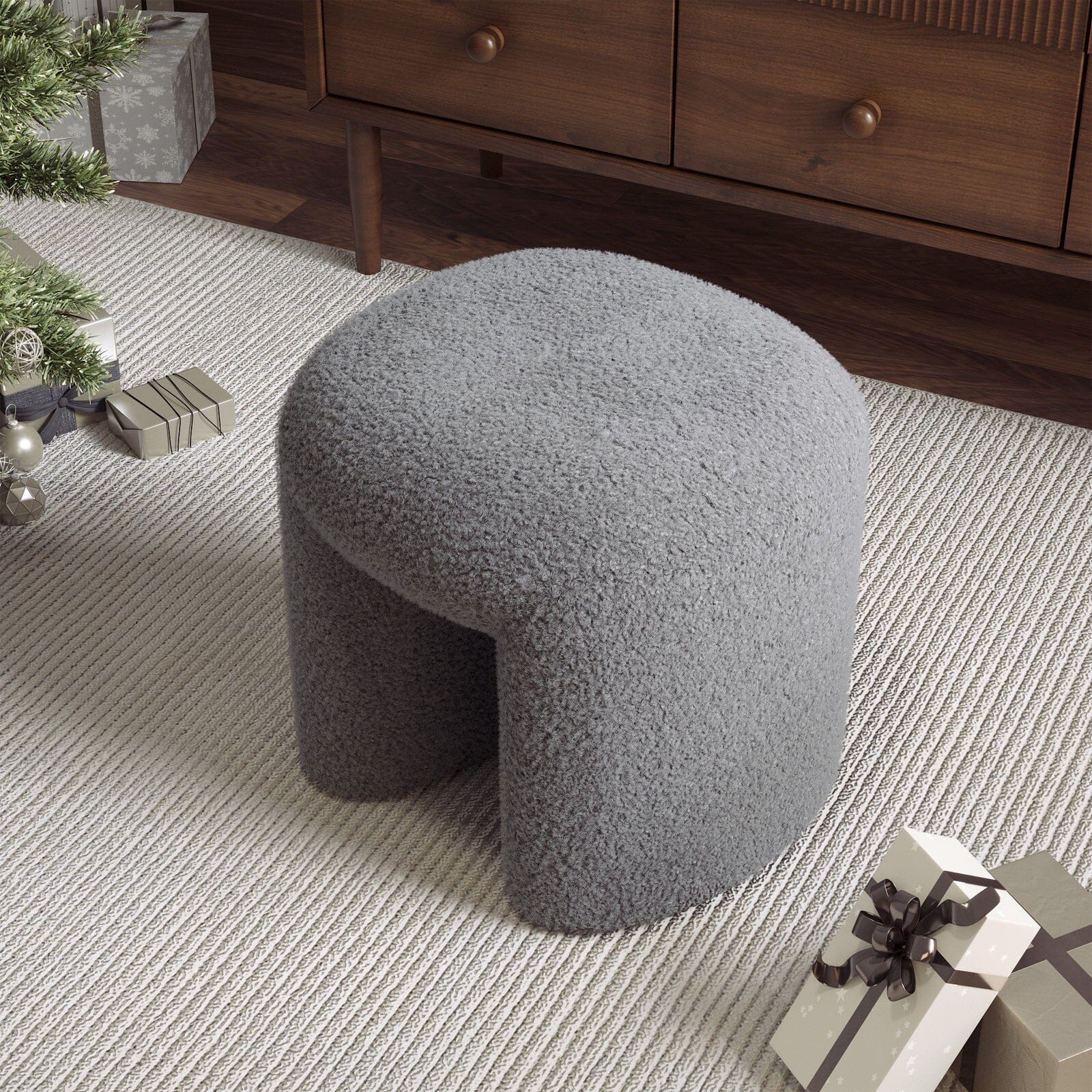 Modern Curved Teddy Fabric Stool Collection Living and Home 