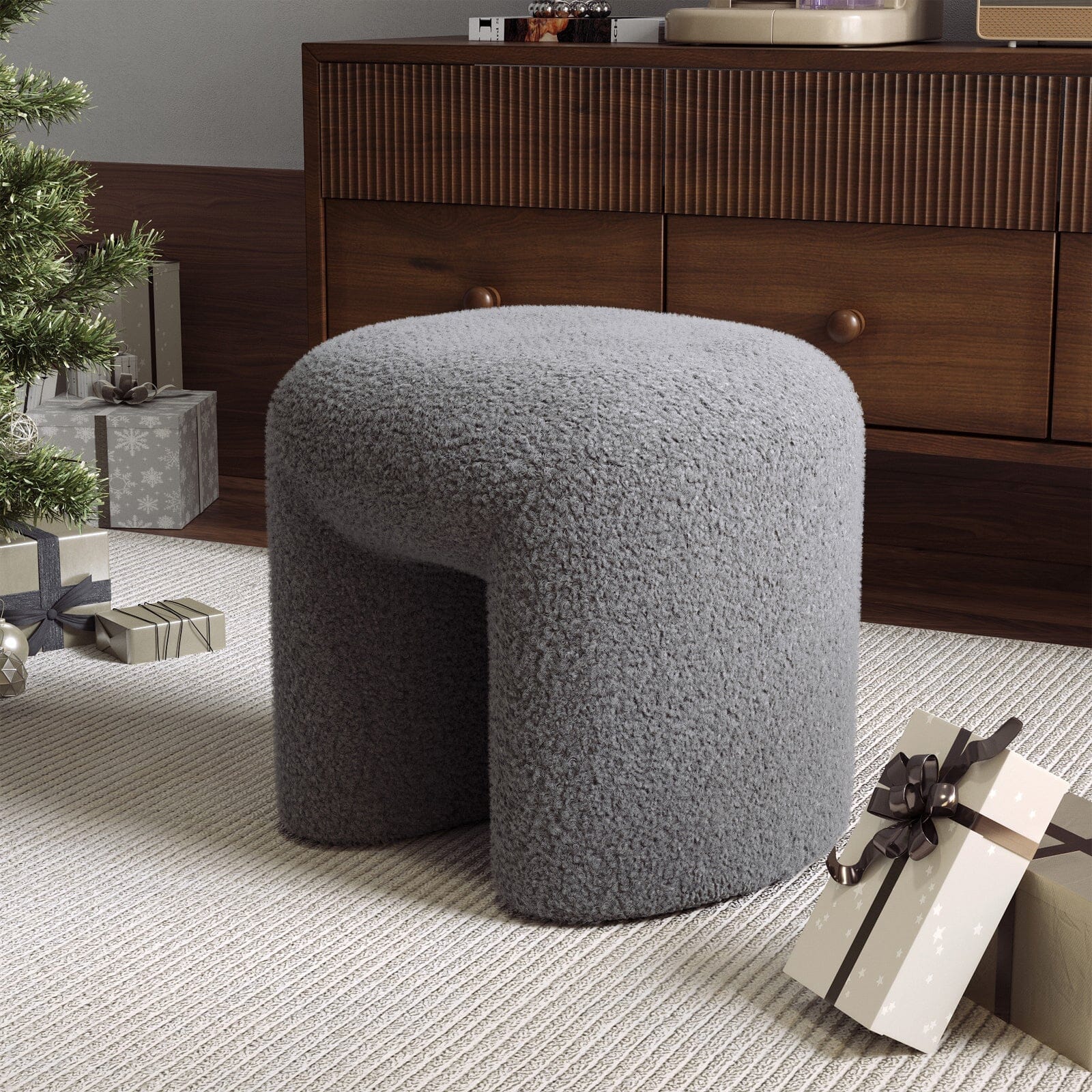 Modern Curved Teddy Fabric Stool Collection Living and Home 