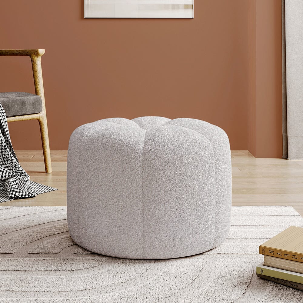 Pumpkin-Shaped Teddy Fabric Ottoman Living and Home 