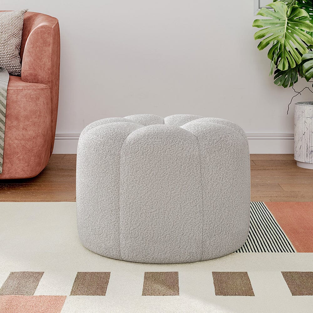 Pumpkin-Shaped Teddy Fabric Ottoman Living and Home 