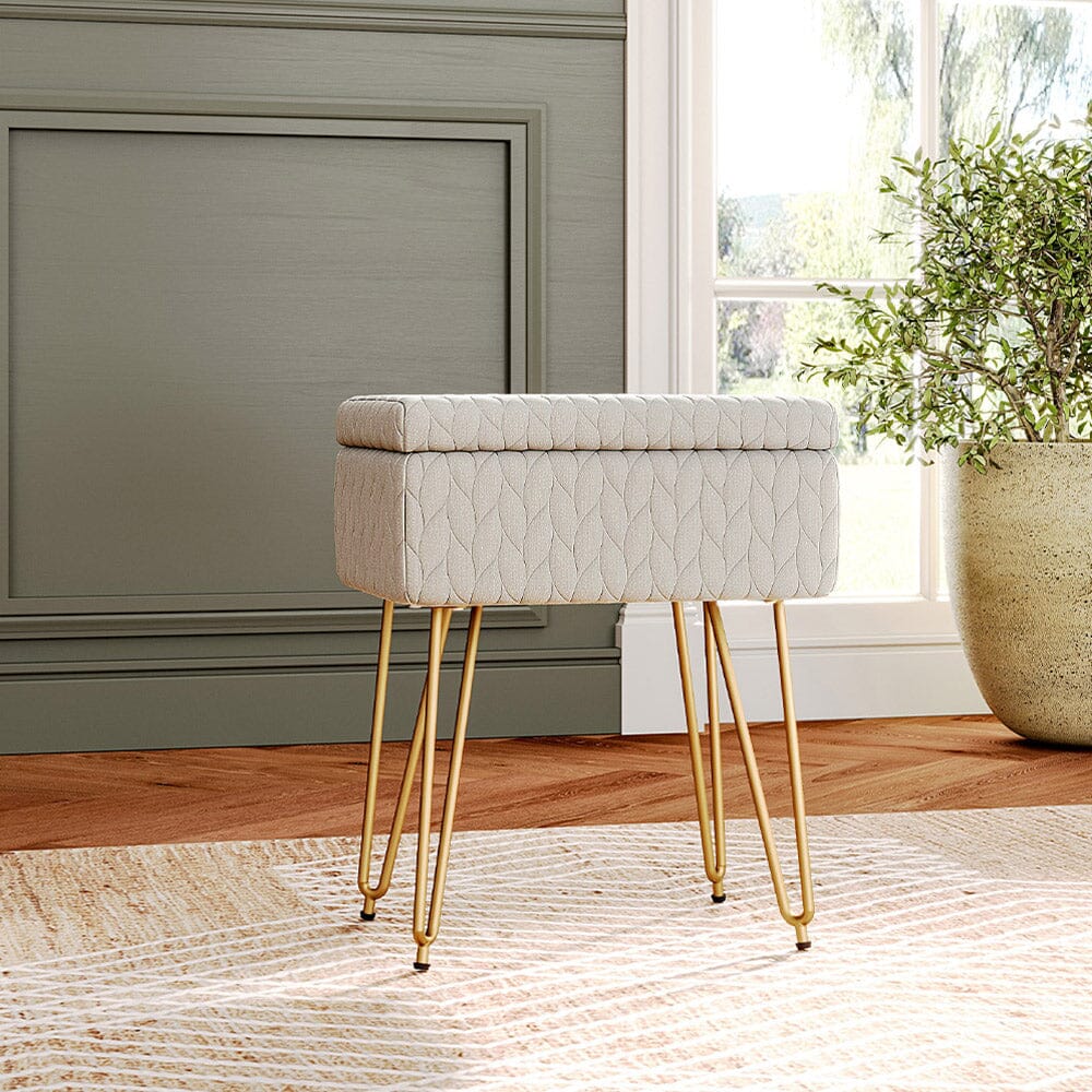 Multi-Purpose Ottoman Stool with Full Cover Lid Living and Home 