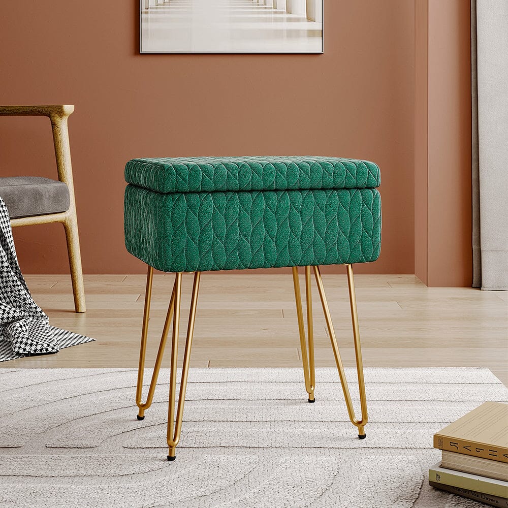 Multi-Purpose Ottoman Stool with Full Cover Lid Living and Home Dark green 