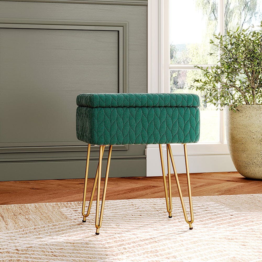 Multi-Purpose Ottoman Stool with Full Cover Lid Living and Home 