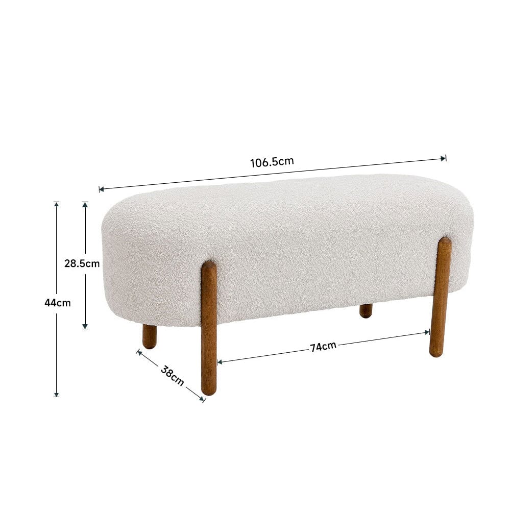 Modern Boucle Bench with Walnut Wood Legs Living and Home 