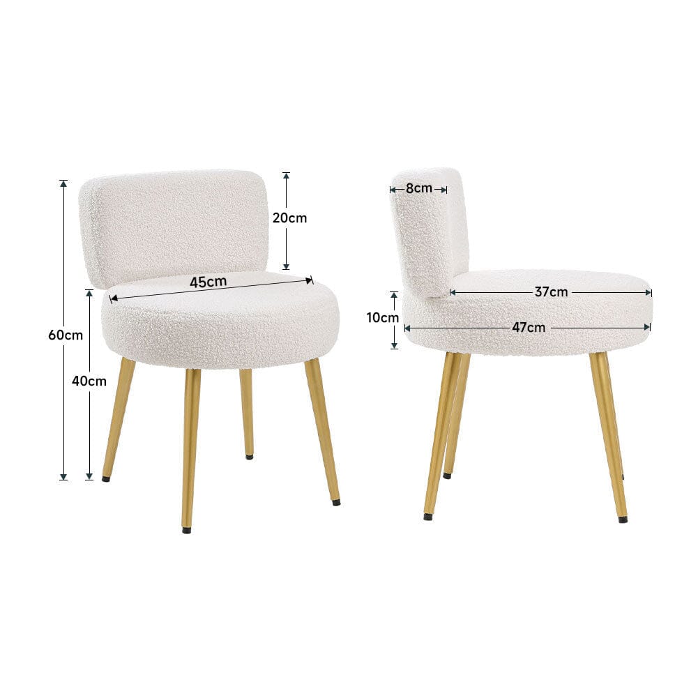 Teddy Fabric Vanity Stool with Champagne Gold Metal Legs Living and Home 