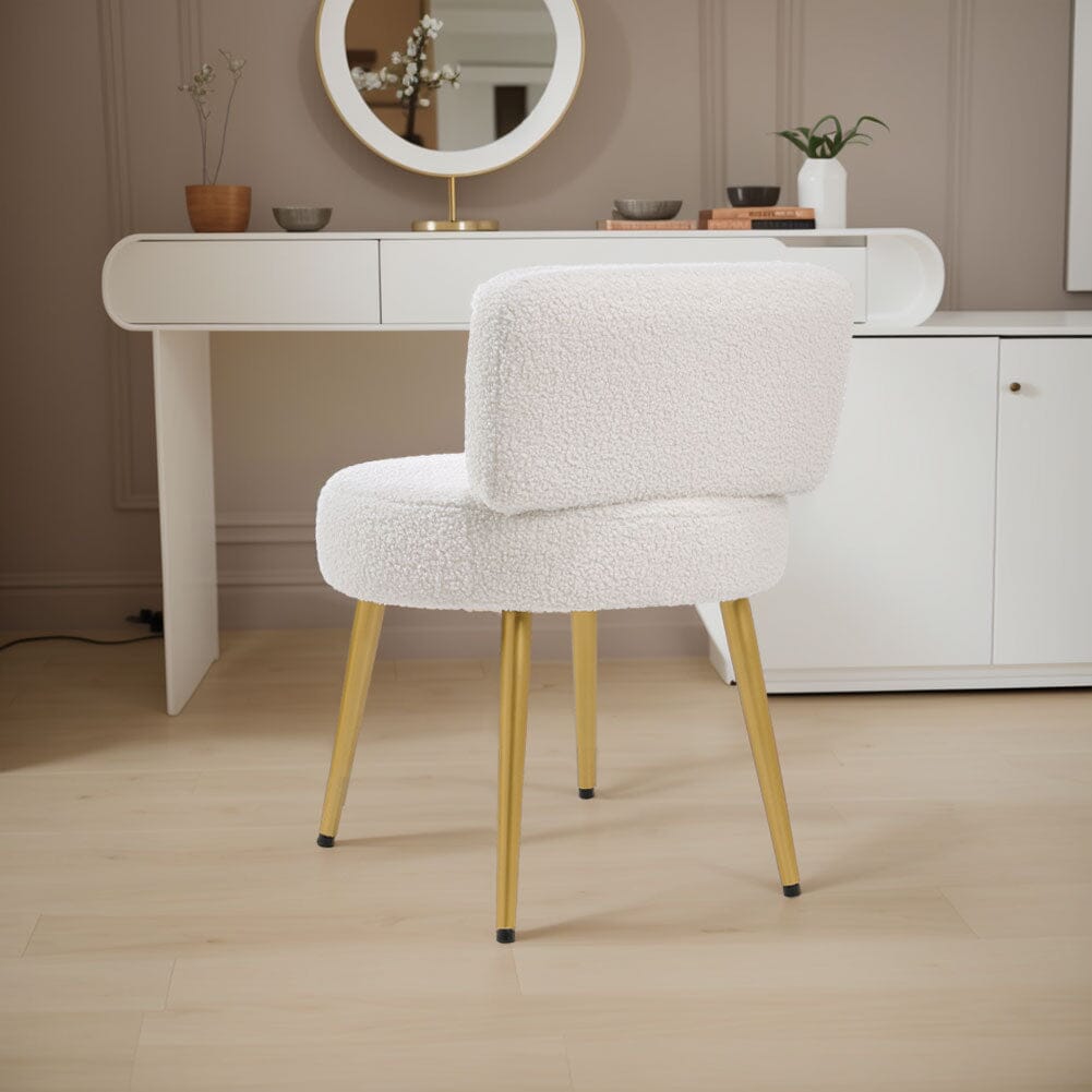 Teddy Fabric Vanity Stool with Champagne Gold Metal Legs Living and Home 