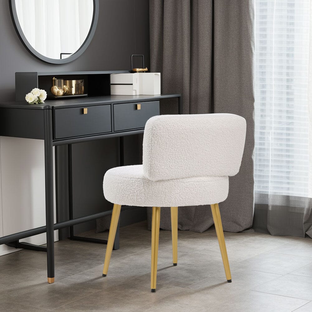Teddy Fabric Vanity Stool with Champagne Gold Metal Legs Living and Home 