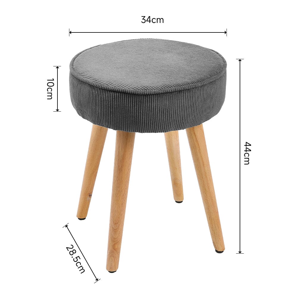 Round Corduroy Stool with Rubber Wood Legs Living and Home 