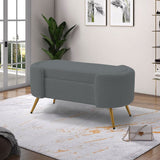 Modern White Upholstered Accent Bench with Stainless Steel Legs Benches Living and Home Grey 