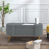 Modern White Upholstered Accent Bench with Stainless Steel Legs Benches Living and Home 