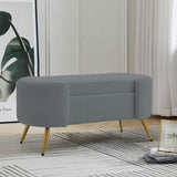 Modern White Upholstered Accent Bench with Stainless Steel Legs Benches Living and Home 