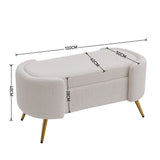 Modern White Upholstered Accent Bench with Stainless Steel Legs Benches Living and Home 