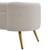 Modern White Upholstered Accent Bench with Stainless Steel Legs Benches Living and Home 
