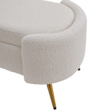 Modern White Upholstered Accent Bench with Stainless Steel Legs Benches Living and Home 