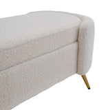 Modern White Upholstered Accent Bench with Stainless Steel Legs Benches Living and Home 