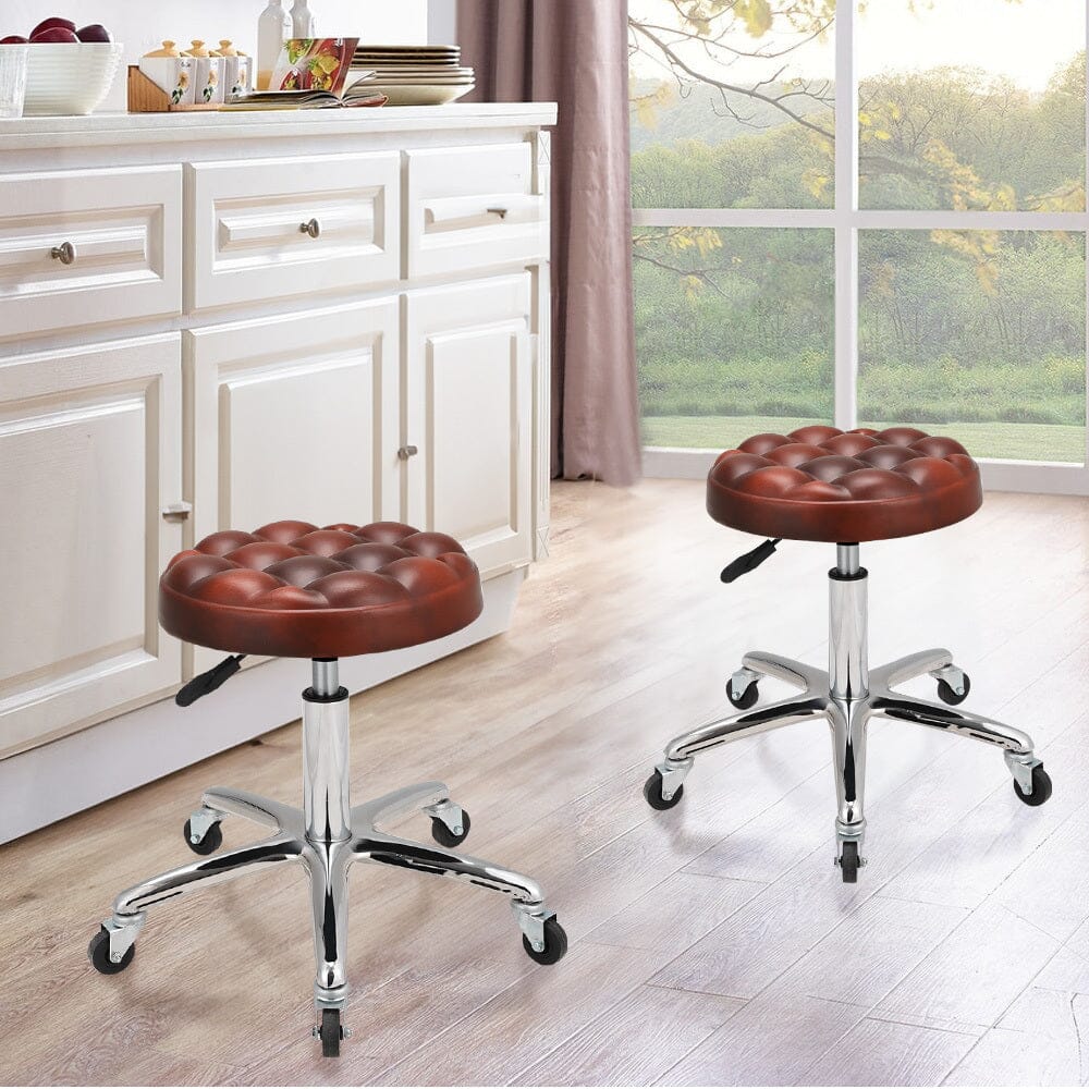 Adjustable Brown Work Stools with Soft Padding, Set of Two Living and Home 