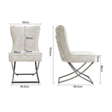 Set of 2 Beige High Back Dining Chairs with velvet Upholstered Dining Chairs Living and Home 