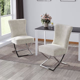 Set of 2 Beige High Back Dining Chairs with velvet Upholstered Dining Chairs Living and Home 