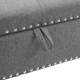 Square Linen Tufted Upholstered Ottoman with Storage Storage Footstools & Benches Living and Home 