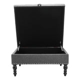 Square Linen Tufted Upholstered Ottoman with Storage Storage Footstools & Benches Living and Home 