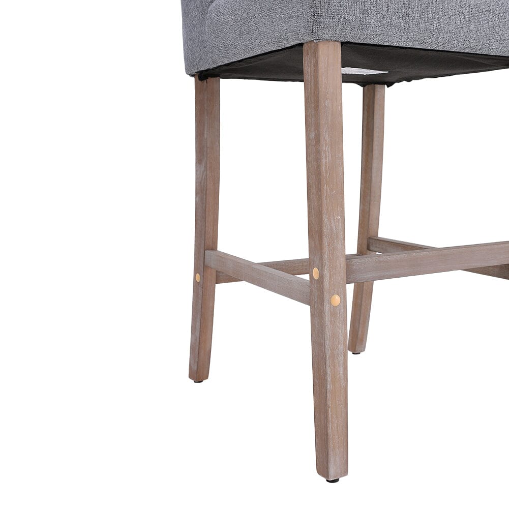 Set of 2 99cm Hight Bar Stools Linen Upholstered with Wood Legs Bar Stools Living and Home 