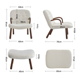 Modern White Lamb Wool Armchair with Ottoman Set Lounge Chair with Footstool Lounge Chairs Living and Home 