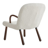 Modern White Lamb Wool Armchair with Ottoman Set Lounge Chair with Footstool Lounge Chairs Living and Home 