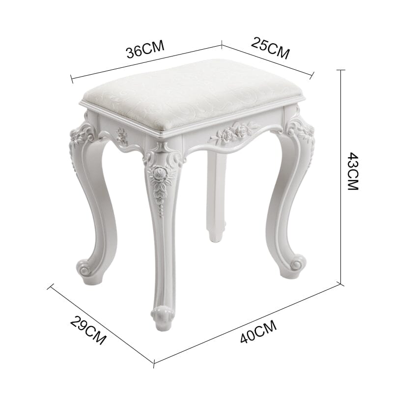 Printed Velvet Vanity Stool with White Resin Curved Legs Living and Home 