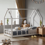 House Bed Frame Wood Toddler Bed with Safety Guard Fence Bed Frames Living and Home 
