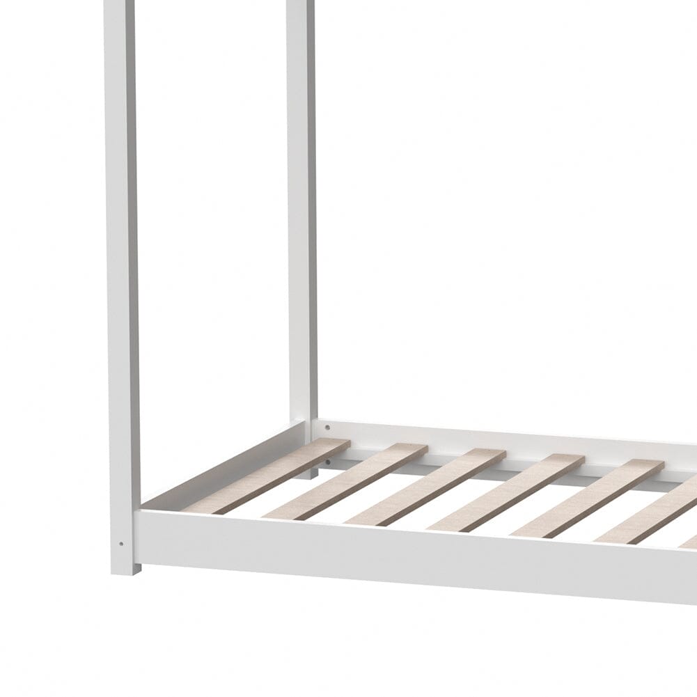 White Pine Wood House Frame Toddler Floor Bed Bed Frames Living and Home 