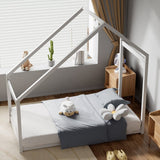 White Pine Wood House Frame Toddler Floor Bed Bed Frames Living and Home 