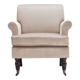 Contemporary Velvet upholstered Armchair with Casters Armchair Living and Home 