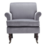 Contemporary Velvet upholstered Armchair with Casters Armchair Living and Home 