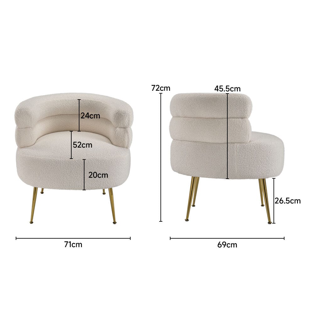 Cloud-Soft Bouclé Tiered Accent Chair with Gold Metal Legs Living and Home 