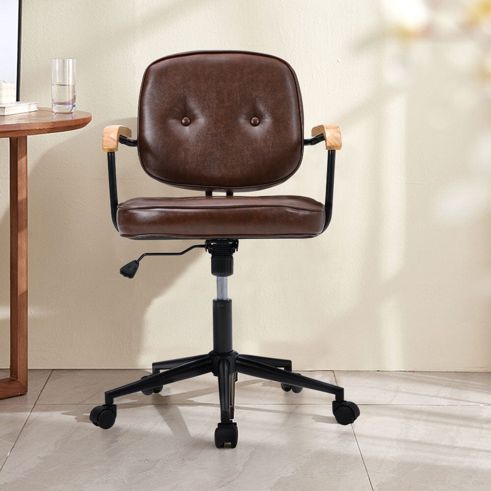 Traditional Brown Office Chair with Button Tufting Living and Home 
