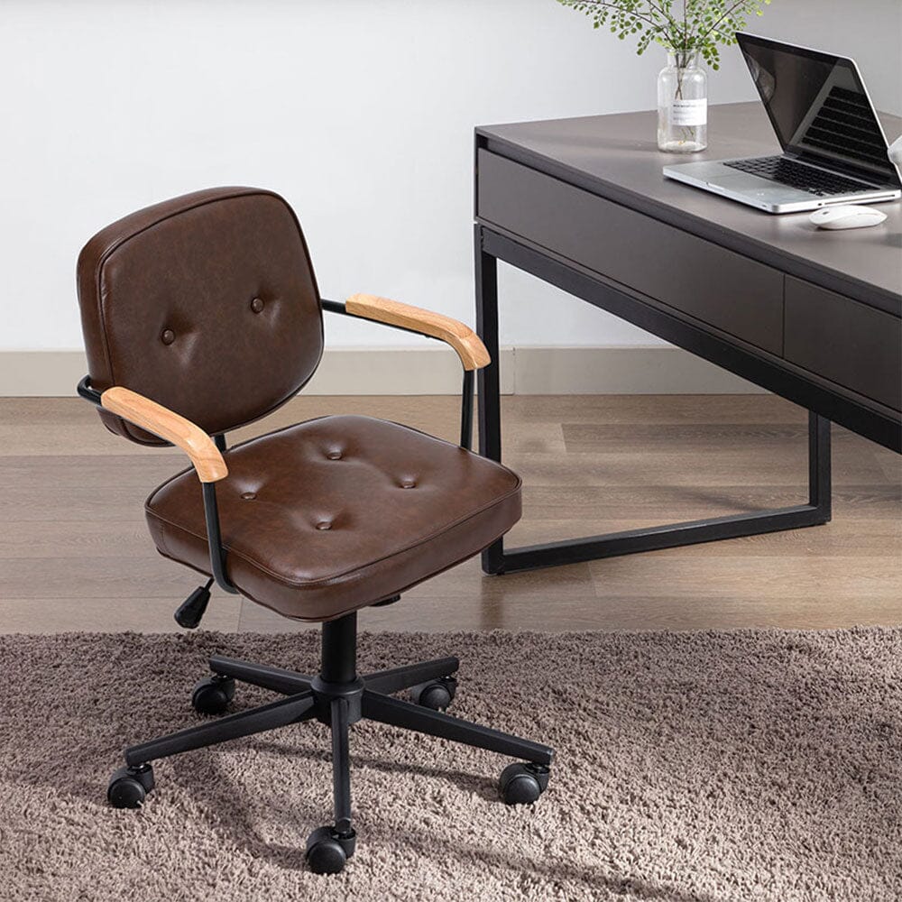 Traditional Brown Office Chair with Button Tufting Living and Home 