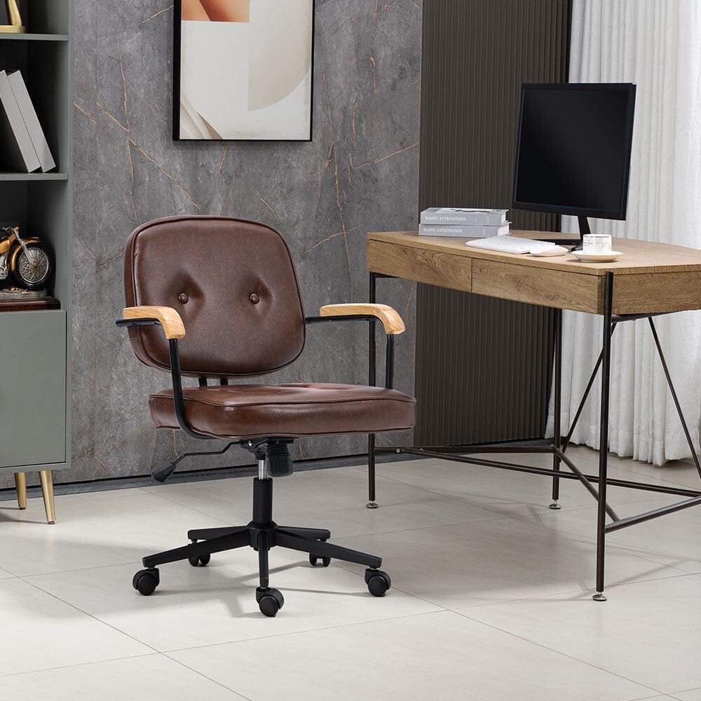 Traditional Brown Office Chair with Button Tufting Living and Home 