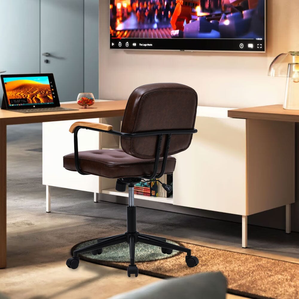 Traditional Brown Office Chair with Button Tufting Living and Home 