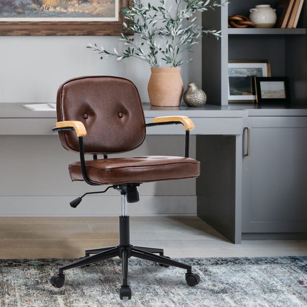 Traditional Brown Office Chair with Button Tufting Living and Home 