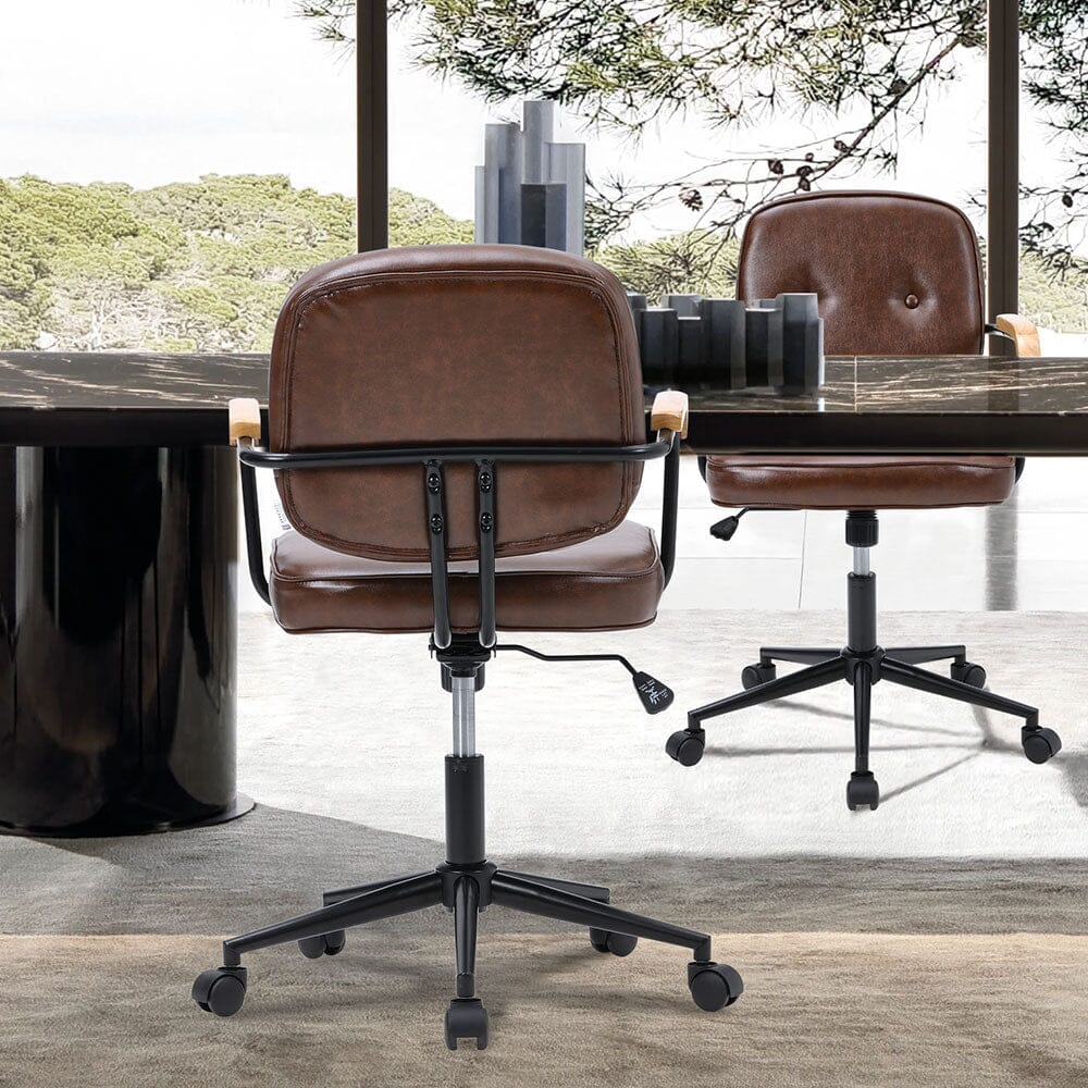 Traditional Brown Office Chair with Button Tufting Living and Home 