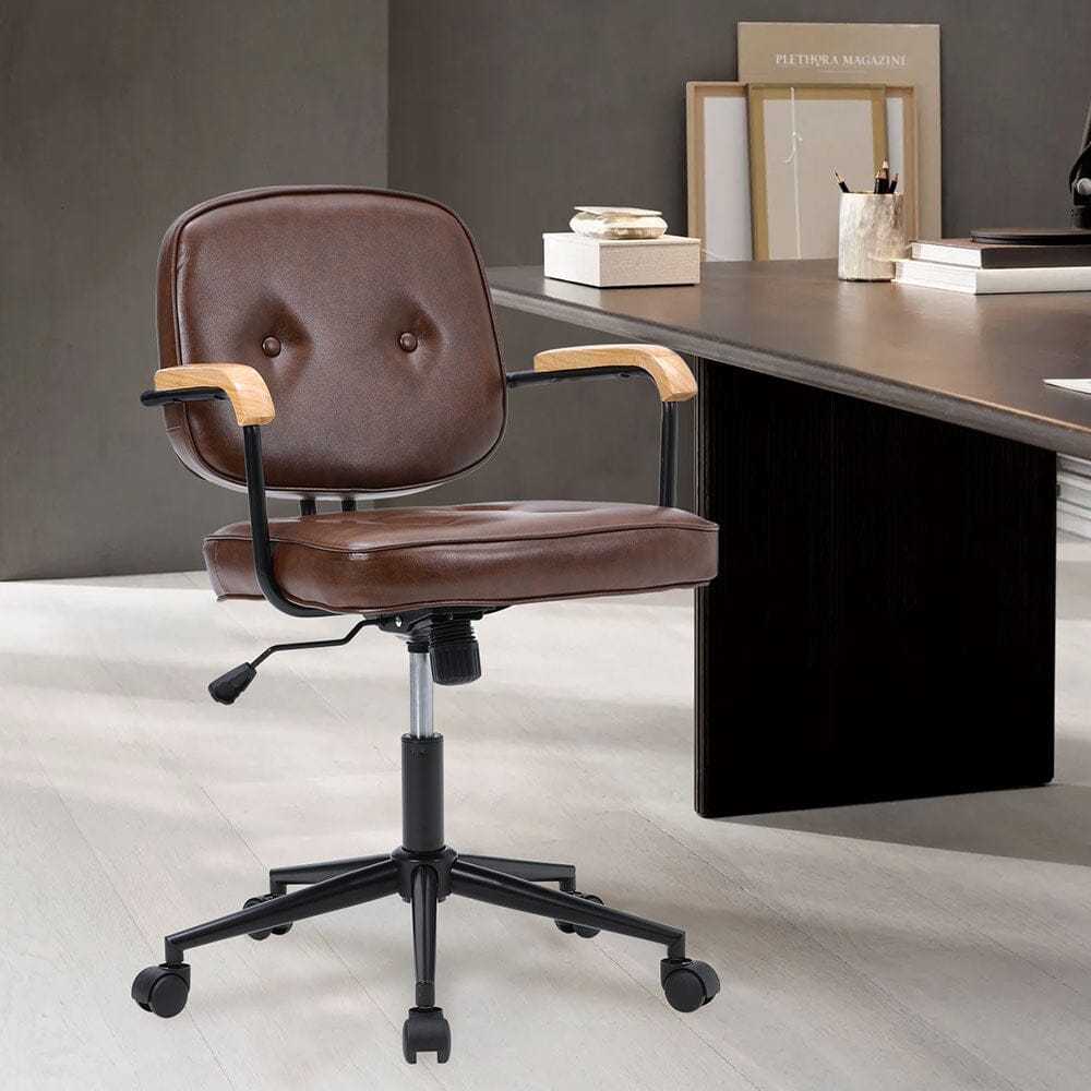 Traditional Brown Office Chair with Button Tufting Living and Home 