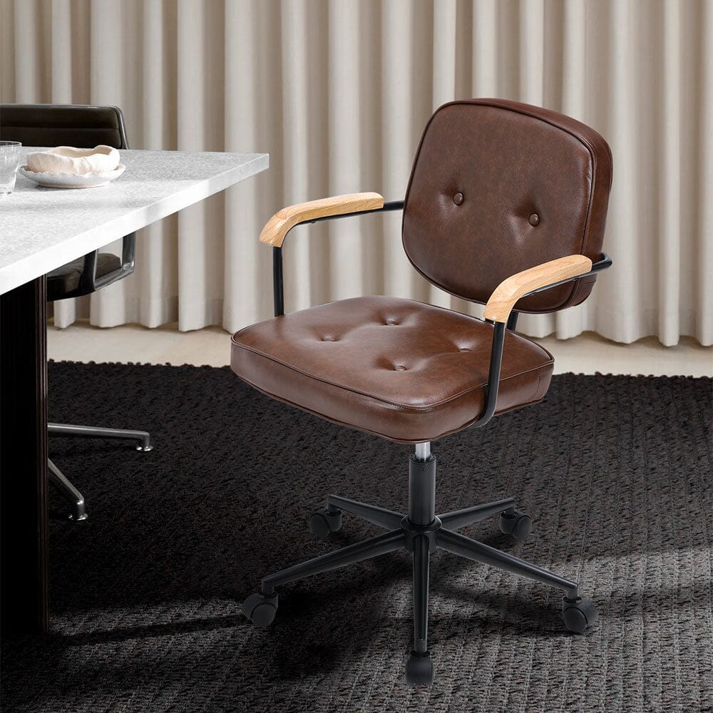 Traditional Brown Office Chair with Button Tufting Living and Home 