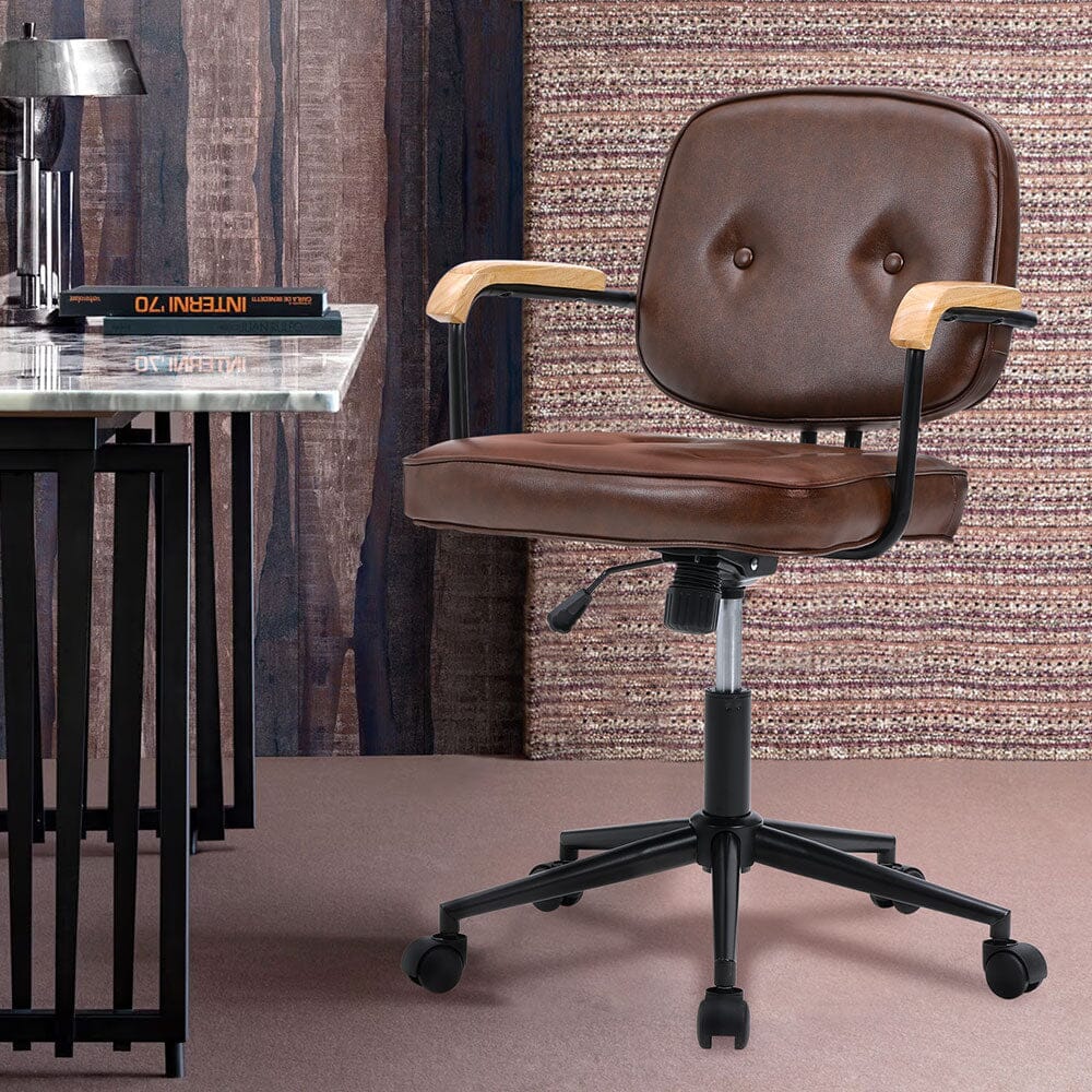 Traditional Brown Office Chair with Button Tufting Living and Home 