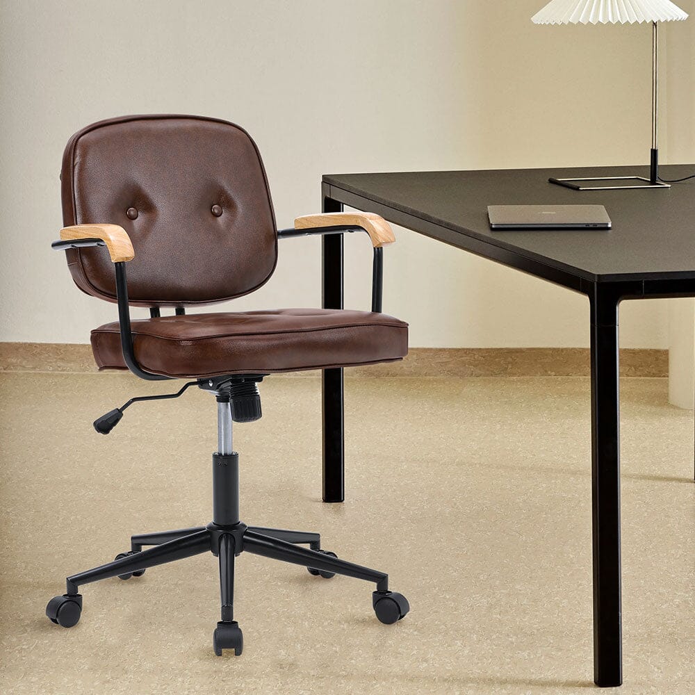 Traditional Brown Office Chair with Button Tufting Living and Home 