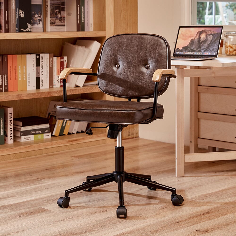 Traditional Brown Office Chair with Button Tufting Living and Home 