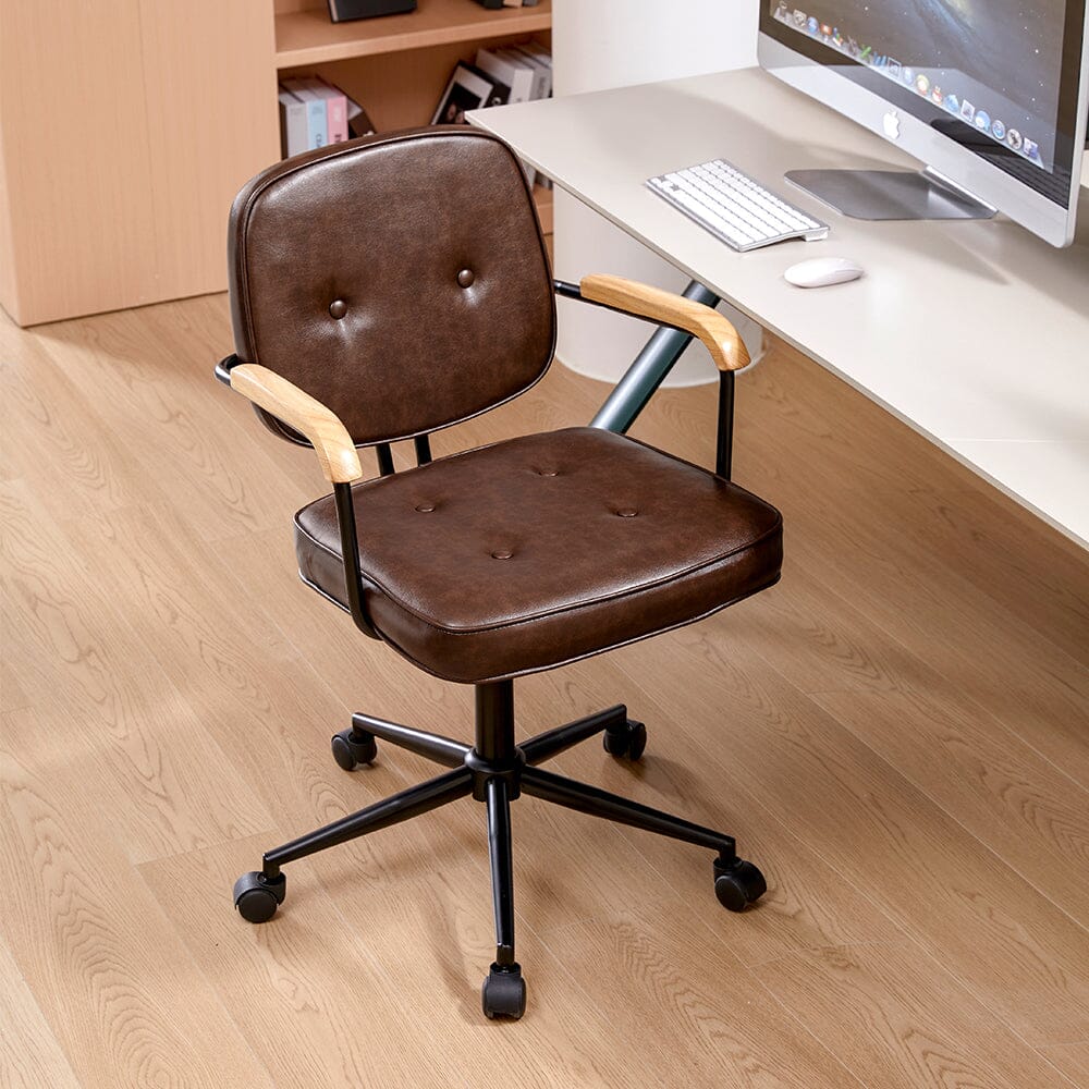 Traditional Brown Office Chair with Button Tufting Living and Home 
