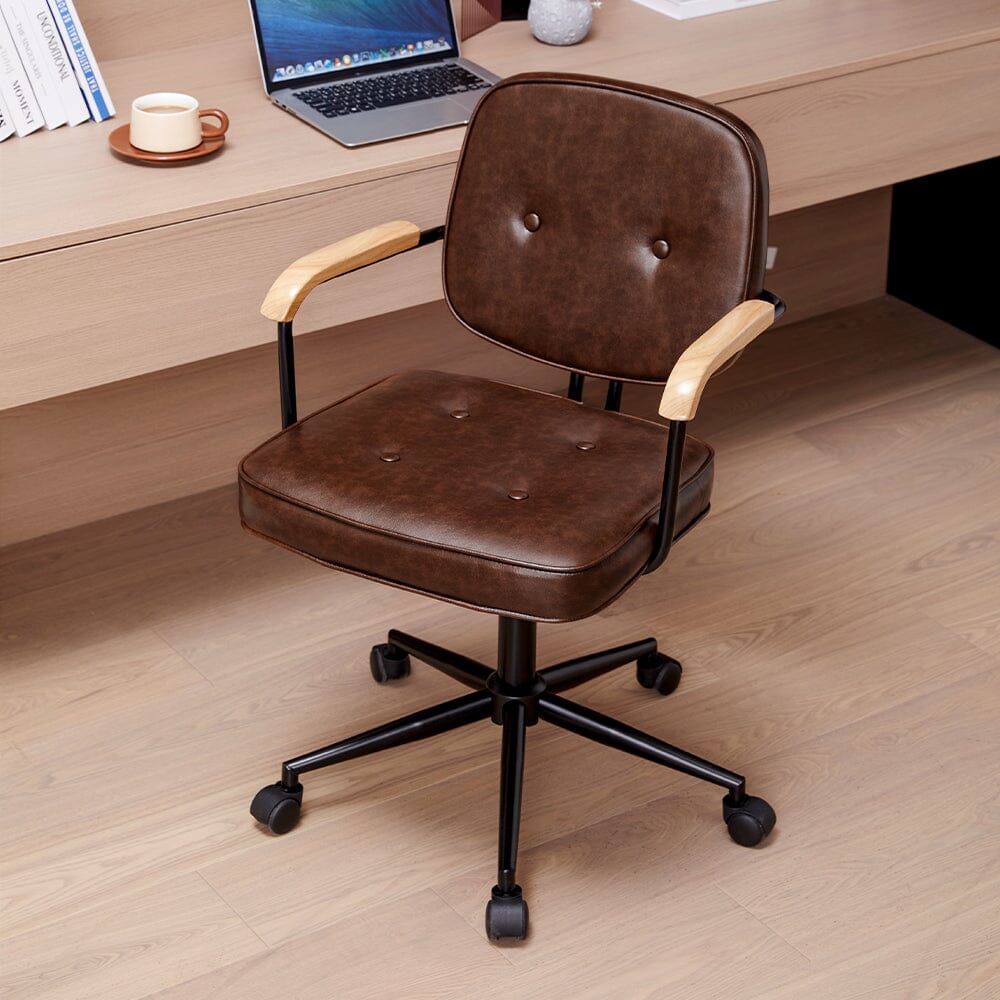 Traditional Brown Office Chair with Button Tufting Living and Home 