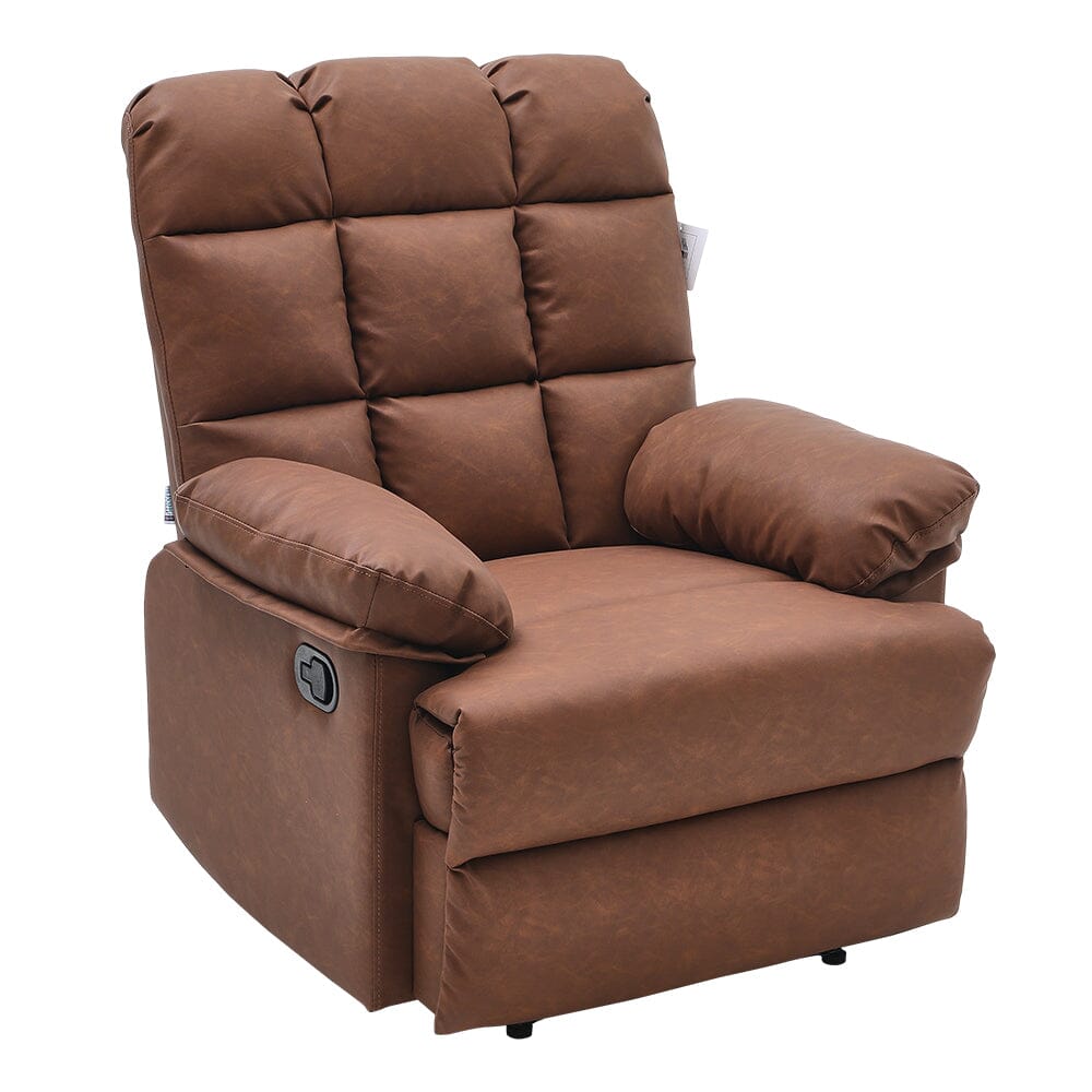 Power Recliner Sofa Brown PU Leather Wooden Frame Living and Home 