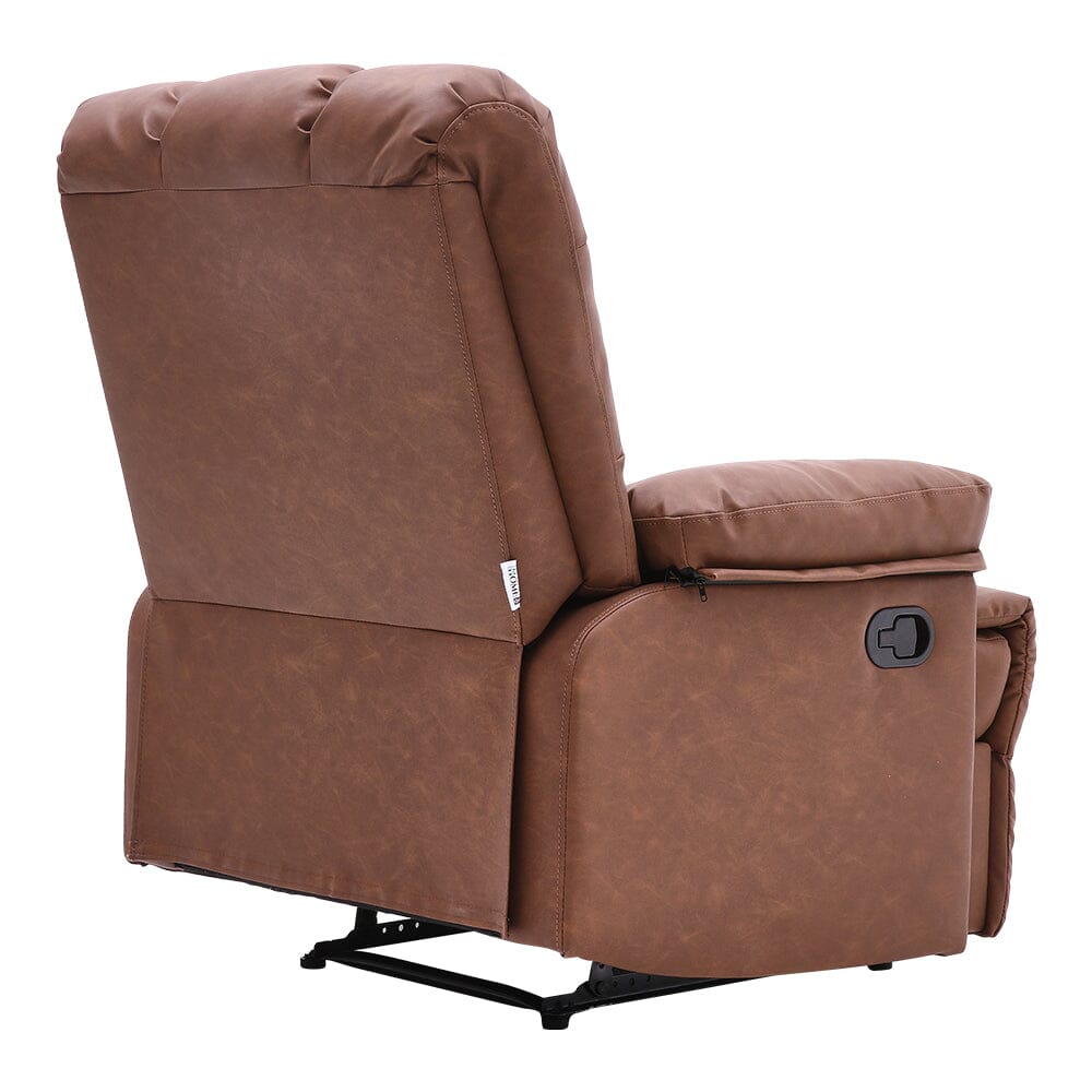 Power Recliner Sofa Brown PU Leather Wooden Frame Living and Home 