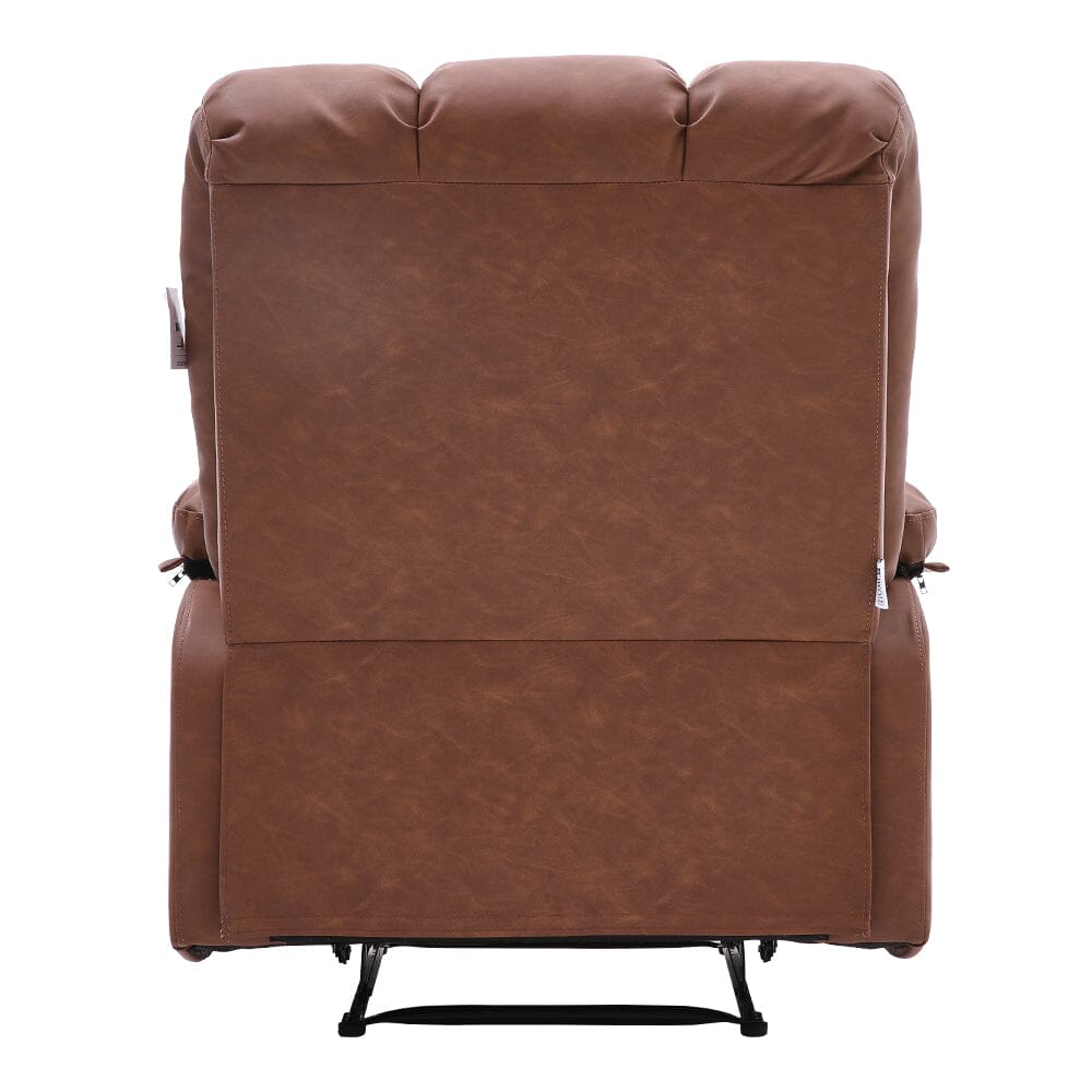 Power Recliner Sofa Brown PU Leather Wooden Frame Living and Home 